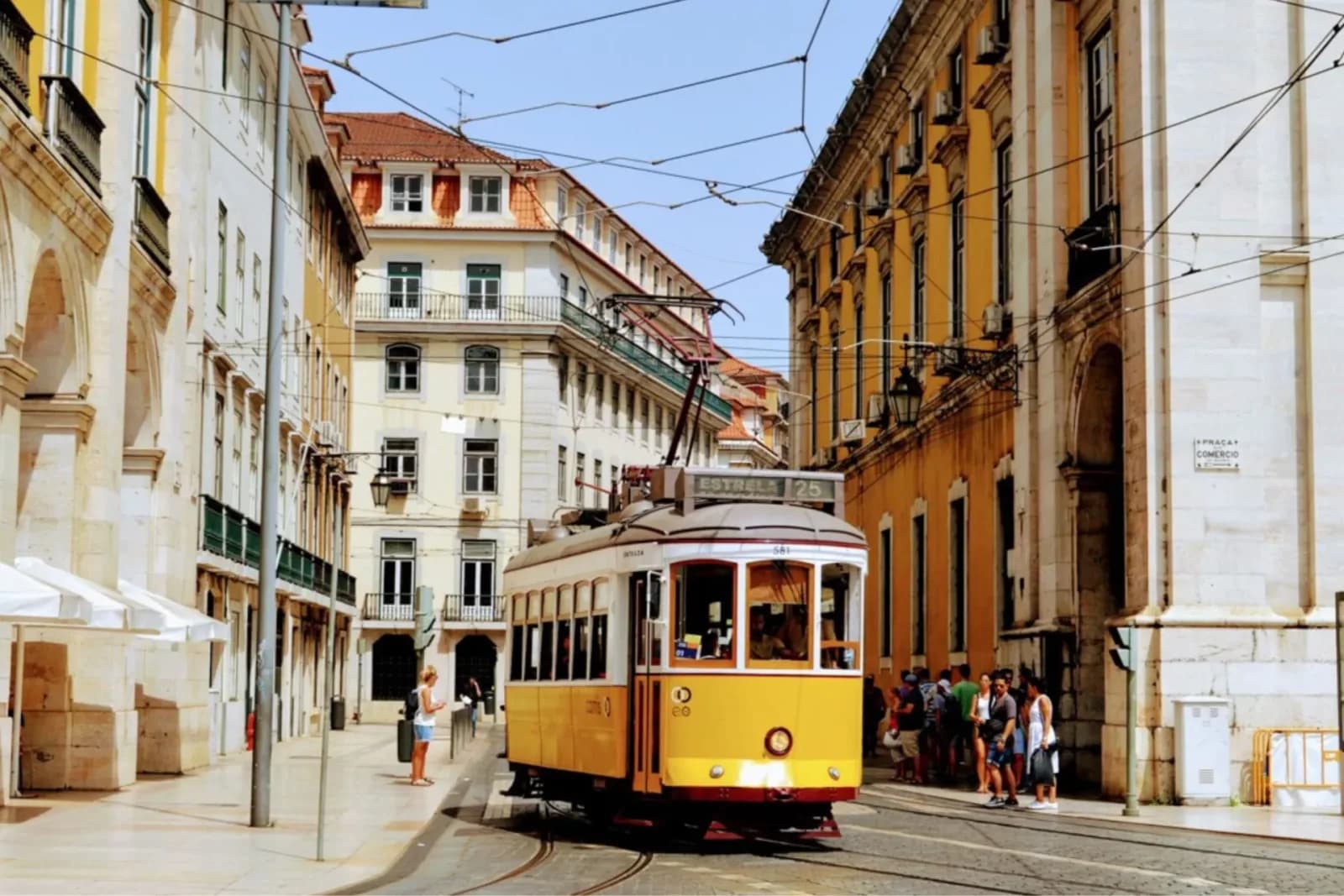 Portugal — the iconic yellow tram climbing the cobbled streets of Alfama